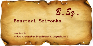 Beszteri Szironka névjegykártya